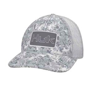 Men's Huk Fin Flats Camo Trucker Adjustable Hat Harbor Mist NEW!!!